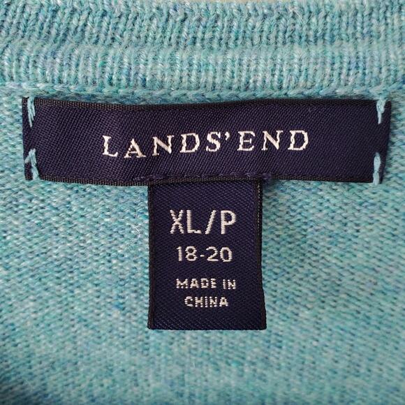 Women Lands End Blue Cashmere Button Cardigan Sweater XLP Preppy Cozy Luxury NEW - Picture 6 of 12